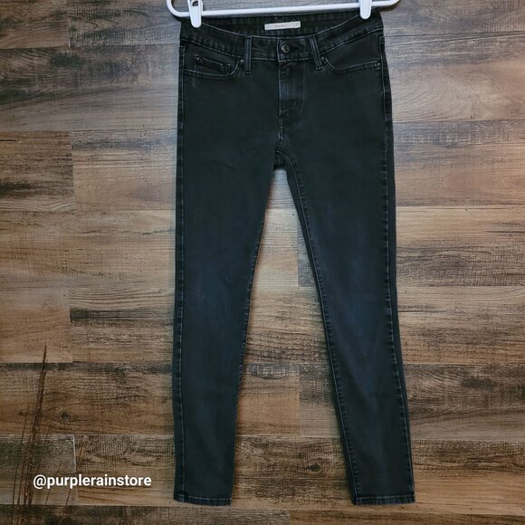 Levi's Jeans Size 27 Low Rise 711 Skinny Stretch Black Wash Denim Western Rodeo - Picture 1 of 12